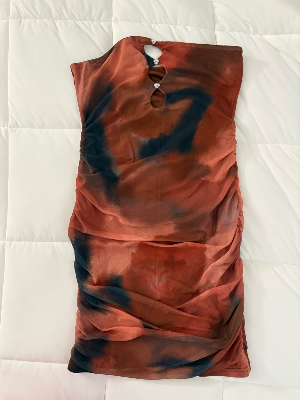 Rust Tie-Dye Body-con Mini Dress (Size: M)